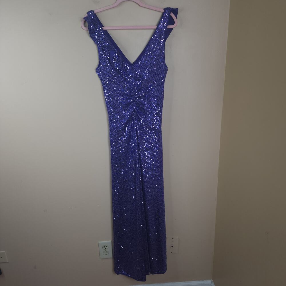 Pinko Sequin Maxi Cocktail Dress in Purple Size 6